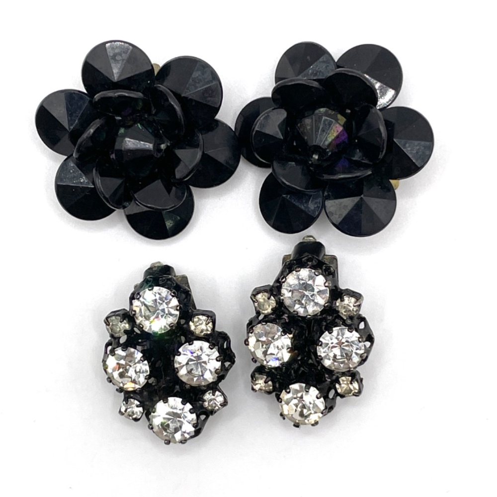 West Germany Austria Signed Vintage Clip-on Earring Lot 2 Pair